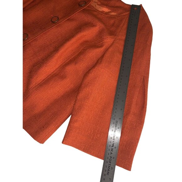 Pursuits, Ltd Womans Textured 3/4 Sleeve Orange Swing Jacket Size 12 - Picture 8 of 10